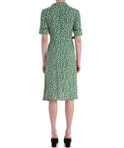 Ganni Dalton Short Sleeve Floral Wrap Dress