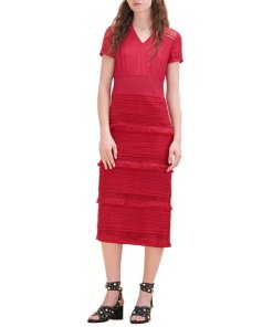 Maje Reila Embroidered Crepe Dress