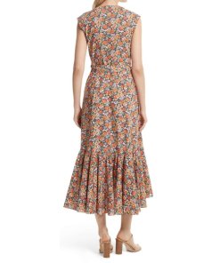 Rebecca Taylor Moonlight Print Poplin Ruffle Wrap Dress