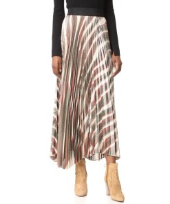 Alice + Olivia Maura Silk Sunburst Pleated Skirt