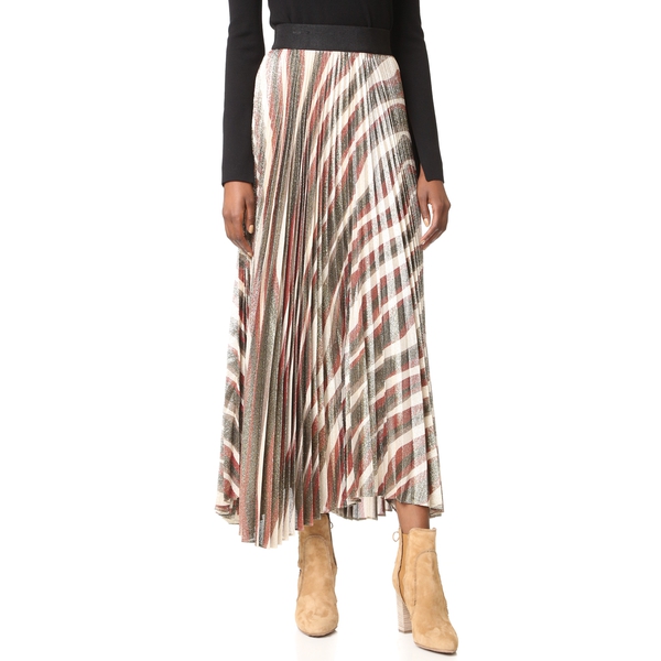 Alice + Olivia Maura Silk Sunburst Pleated Skirt