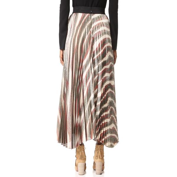 Alice + Olivia Maura Silk Sunburst Pleated Skirt