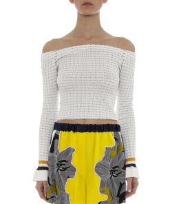 3.1 Phillip Lim Off-the-Shoulder Stripe Trim Sweater