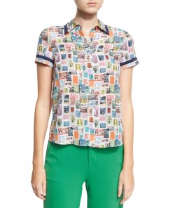 Alice + Olivia Oswald Printed Silk Shirt