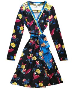 Diane von Furstenberg New Julian Long Sleeve Floral Wrap Dress