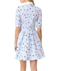 Vivetta Embroidered Collar Striped Cotton Dress