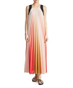 Maje Runina Ombré Pleated Maxi Dress
