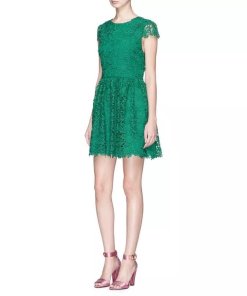 Alice + Olivia Gracia Cap-Sleeve Lace Dress