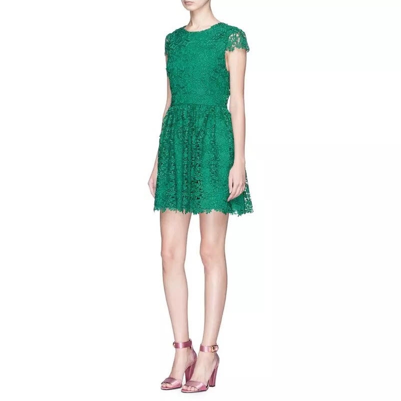 green lace cap sleeve dress On This Day Emerald Green Lace Dress – Shop the Mint main image 1