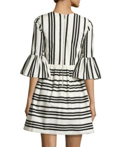 Alice + Olivia Augusta Striped Ruffle Sleeve Dress