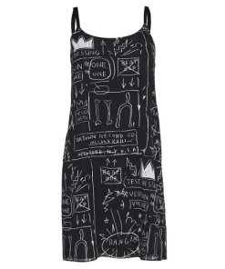 Alice + Olivia X Basquiat Emmie Printed Slip Dress