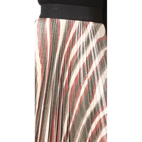 Alice + Olivia Maura Silk Sunburst Pleated Skirt