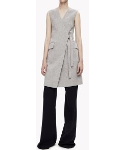 Theory Double-Face Wool-Cashmere Wrap Dress