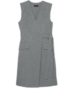 Theory Double-Face Wool-Cashmere Wrap Dress