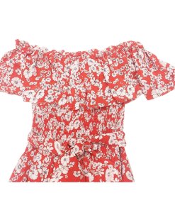 Rebecca Taylor Cherry Blossom Off-the-Shoulder Silk Dress
