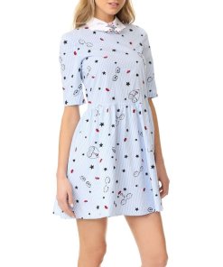 Vivetta Embroidered Collar Striped Cotton Dress