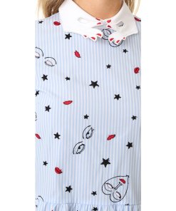 Vivetta Embroidered Collar Striped Cotton Dress