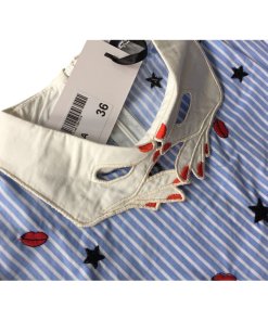 Vivetta Embroidered Collar Striped Cotton Dress