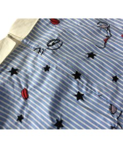 Vivetta Embroidered Collar Striped Cotton Dress