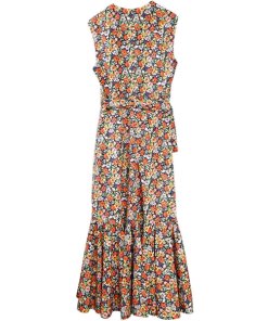 Rebecca Taylor Moonlight Print Poplin Ruffle Wrap Dress