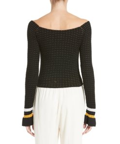 3.1 Phillip Lim Off-the-Shoulder Stripe Trim Sweater