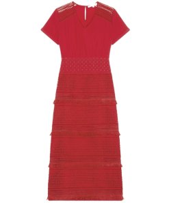 Maje Reila Embroidered Crepe Dress