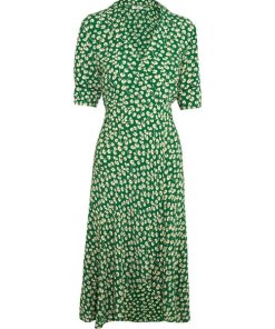Ganni Dalton Short Sleeve Floral Wrap Dress