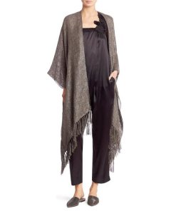 Brunello Cucinelli Linen Blend Fringe Cape