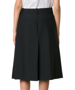 Vera Wang Pleated Wool-Blend Midi Skirt