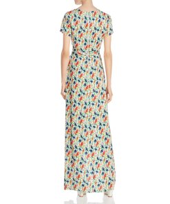 Alice + Olivia Adrianna Bird Party Mock-Wrap Maxi Dress