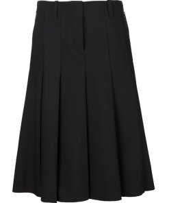 Vera Wang Pleated Wool-Blend Midi Skirt