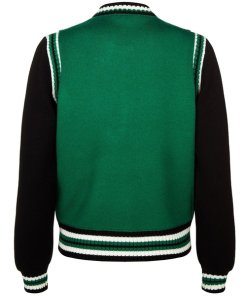 Maje Mat Contrast Sleeve Knit Bomber Jacket