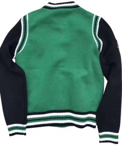 Maje Mat Contrast Sleeve Knit Bomber Jacket