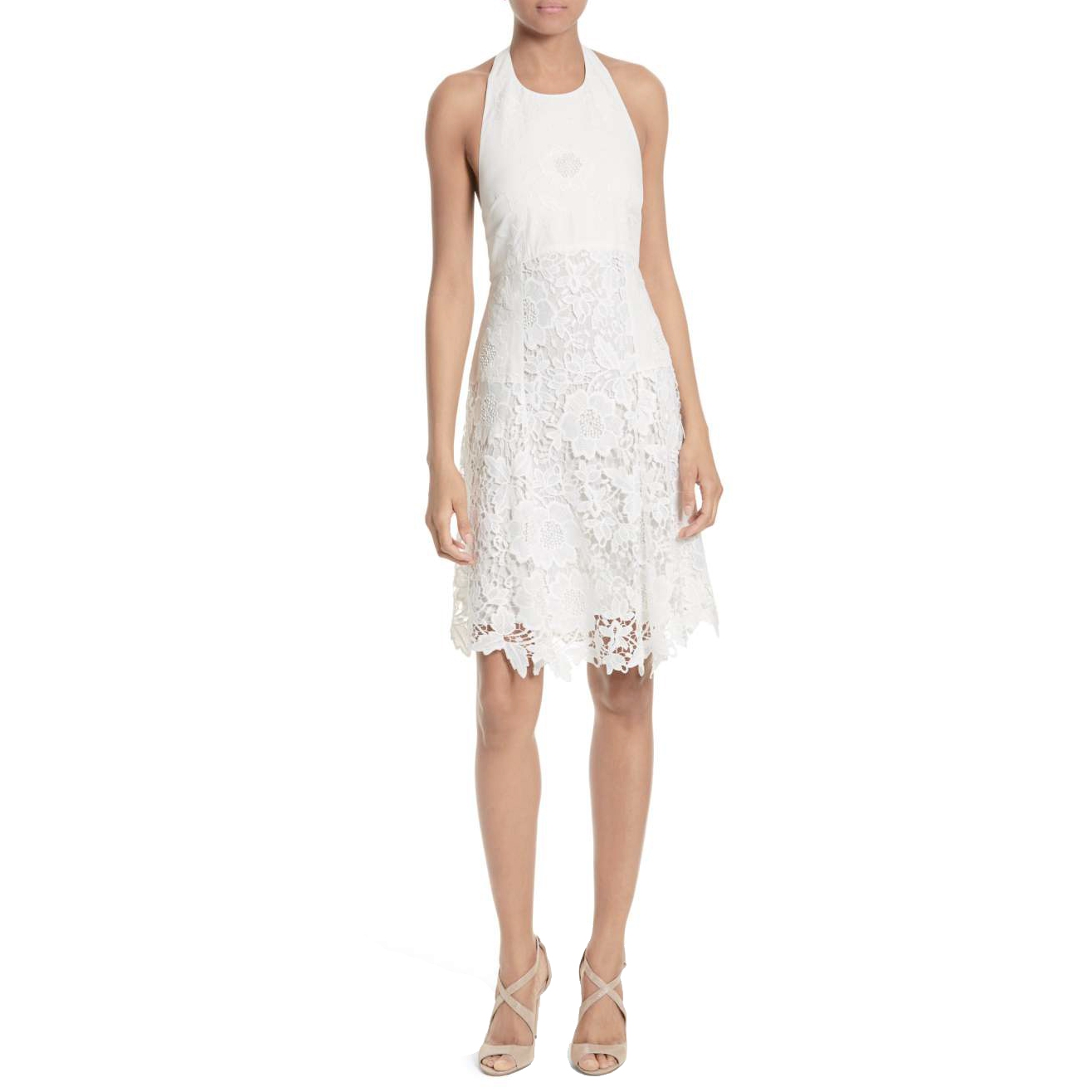 Alice + Olivia Susan Lace Halter Dress evaChic Alice + Olivia Susan Lace Halter Dress evaChic