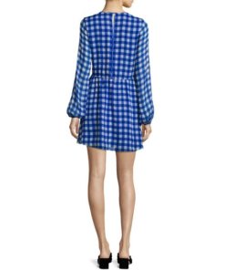 Diane von Furstenberg Gingham Cinch Waist Mini Dress