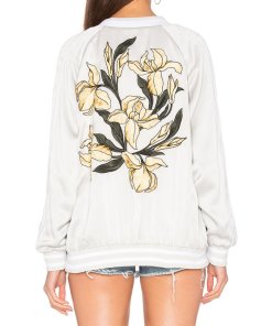 Equipment Kendrix Floral Back Silk Bomber Jacket