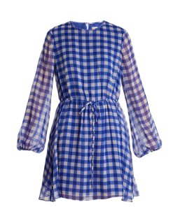 Diane von Furstenberg Gingham Cinch Waist Mini Dress