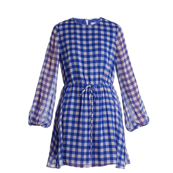 Diane von Furstenberg Gingham Cinch Waist Mini Dress