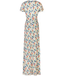 Alice + Olivia Adrianna Bird Party Mock-Wrap Maxi Dress
