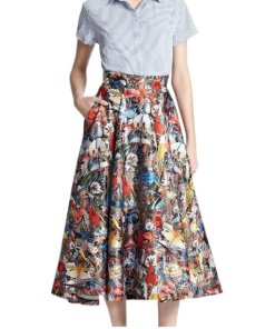Alice + Olivia Flora Printed Midi Flare Skirt