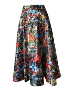 Alice + Olivia Flora Printed Midi Flare Skirt