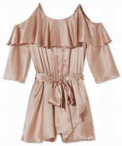 Rachel Zoe Catrina Cold-Shoulder Ruffle Silk Romper