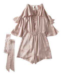 Rachel Zoe Catrina Cold-Shoulder Ruffle Silk Romper