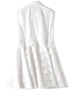 Carven Crochet Trim Fit & Flare Shirtdress