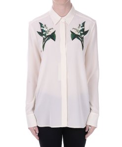 Stella McCartney Arlo Floral Embroidery Silk Shirt