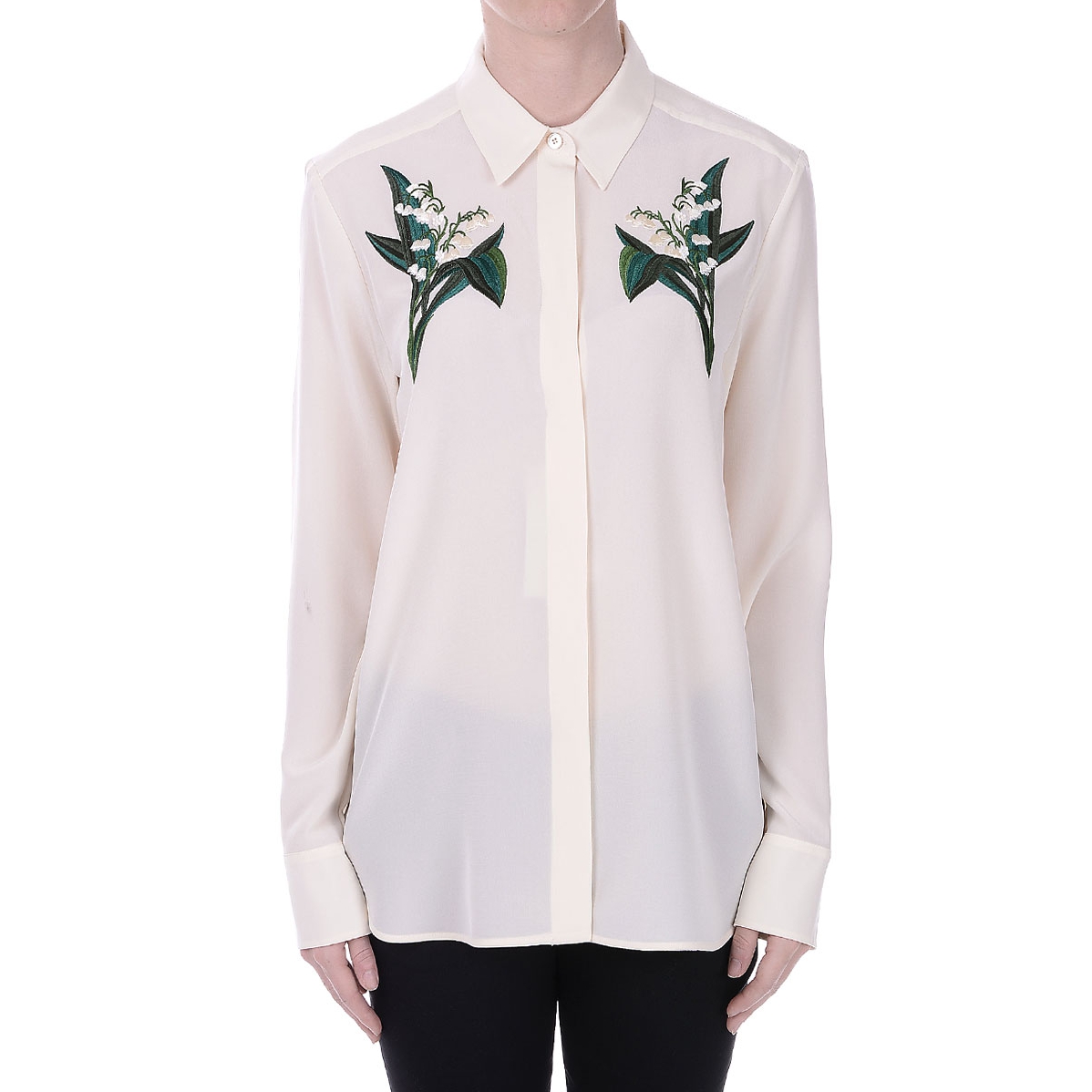 Stella McCartney Arlo Floral Embroidery Silk Shirt – evaChic