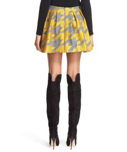 Alice + Olivia Connor Oversize Houndstooth Lampshade Skirt