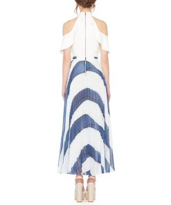 Alice + Olivia Shannon Asymmetric Pleated Maxi Skirt