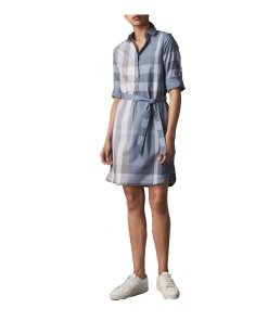 Burberry Tie-Waist Check Shirt Dress