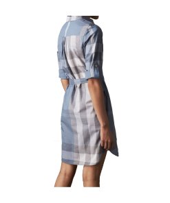 Burberry Tie-Waist Check Shirt Dress